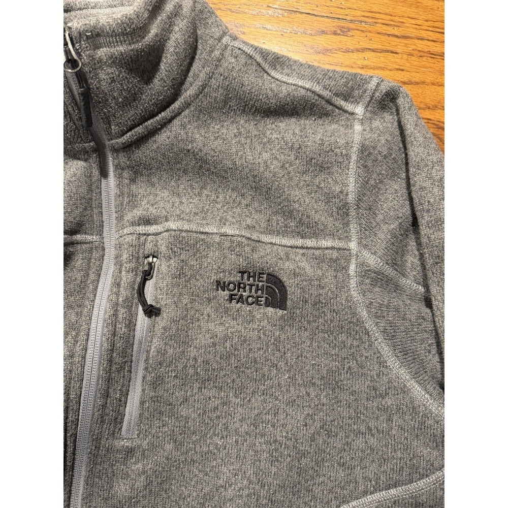 The North Face Knit Fleece Zip-Up Jacket Large Dark Gray TNF Men Adult *read